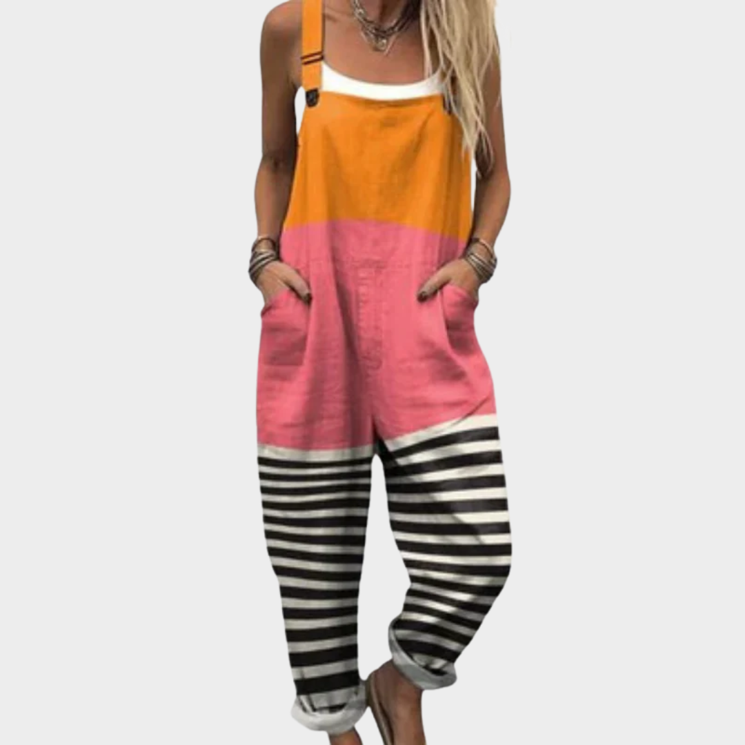Salopette Stampata Confortevole Donna Arancio rosa nero – Bottega Moretti