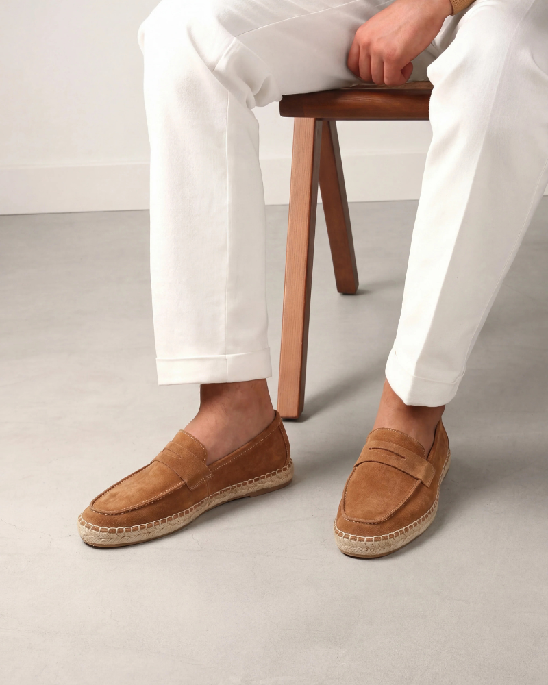 Espadrillas Riviera in Suède Marrone