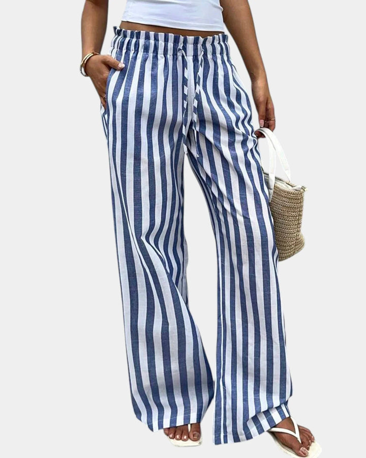 Pantaloni a Righe Marguerite Blu – Bottega Moretti