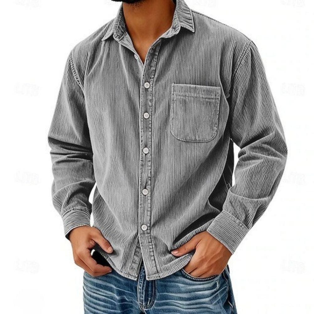 Camicia Abbottonata Velluto a Coste Uomo Ruggero – foto 3