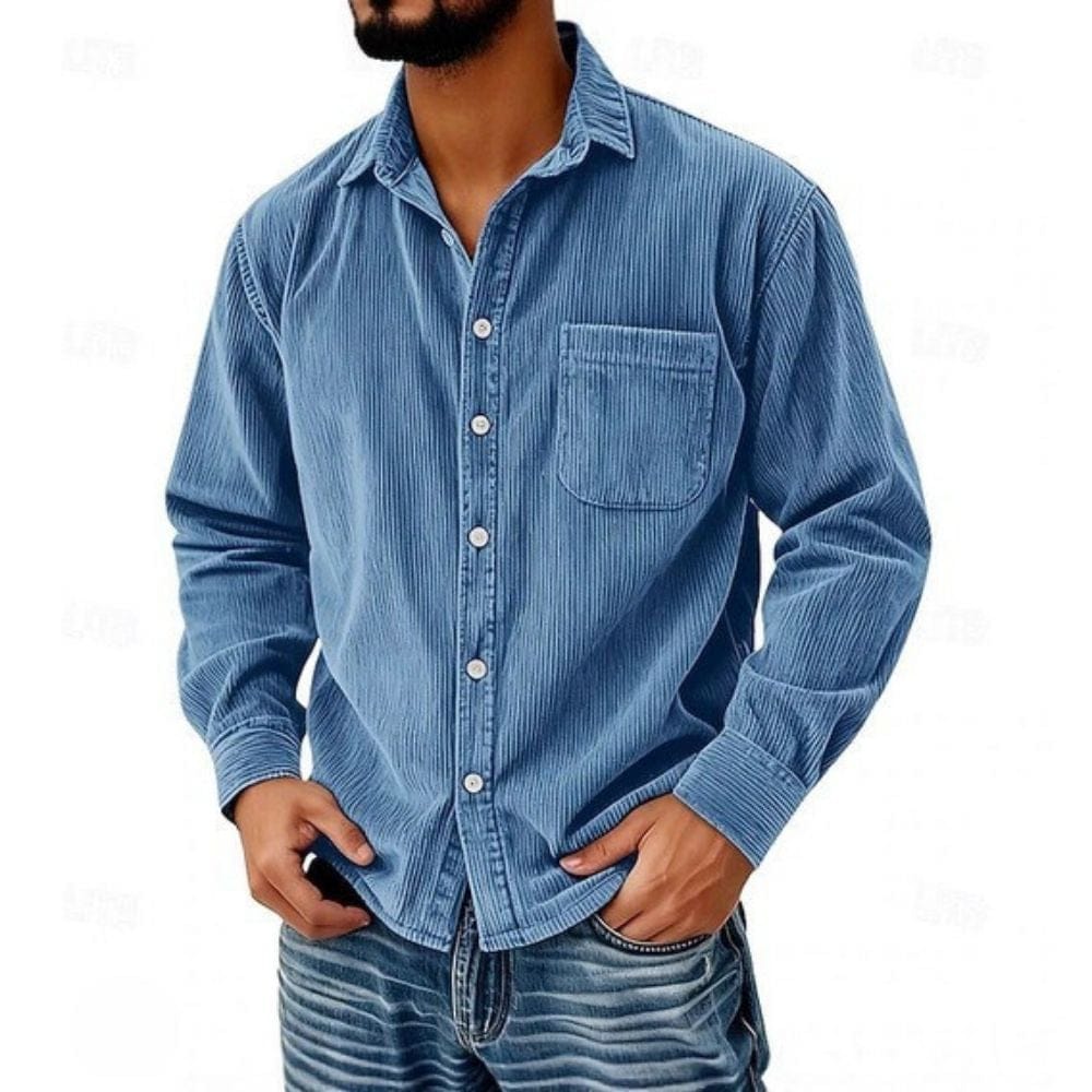 Camicia Abbottonata Velluto a Coste Uomo Ruggero – foto 2