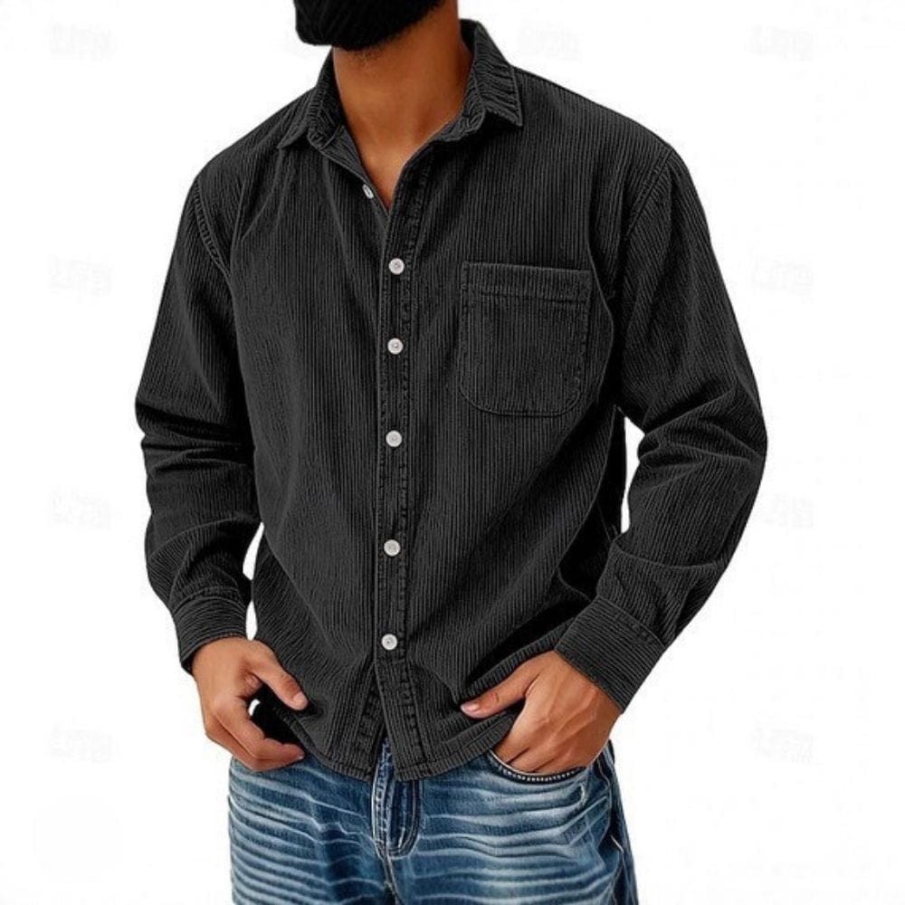 Camicia Abbottonata Velluto a Coste Uomo Ruggero – foto 4