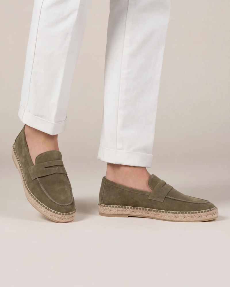 Espadrillas Riviera in Suède Verde Oliva