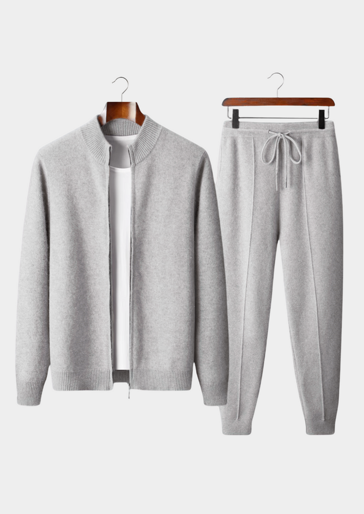 Set Luzzo in pura lana merino extra fine grigio chiaro