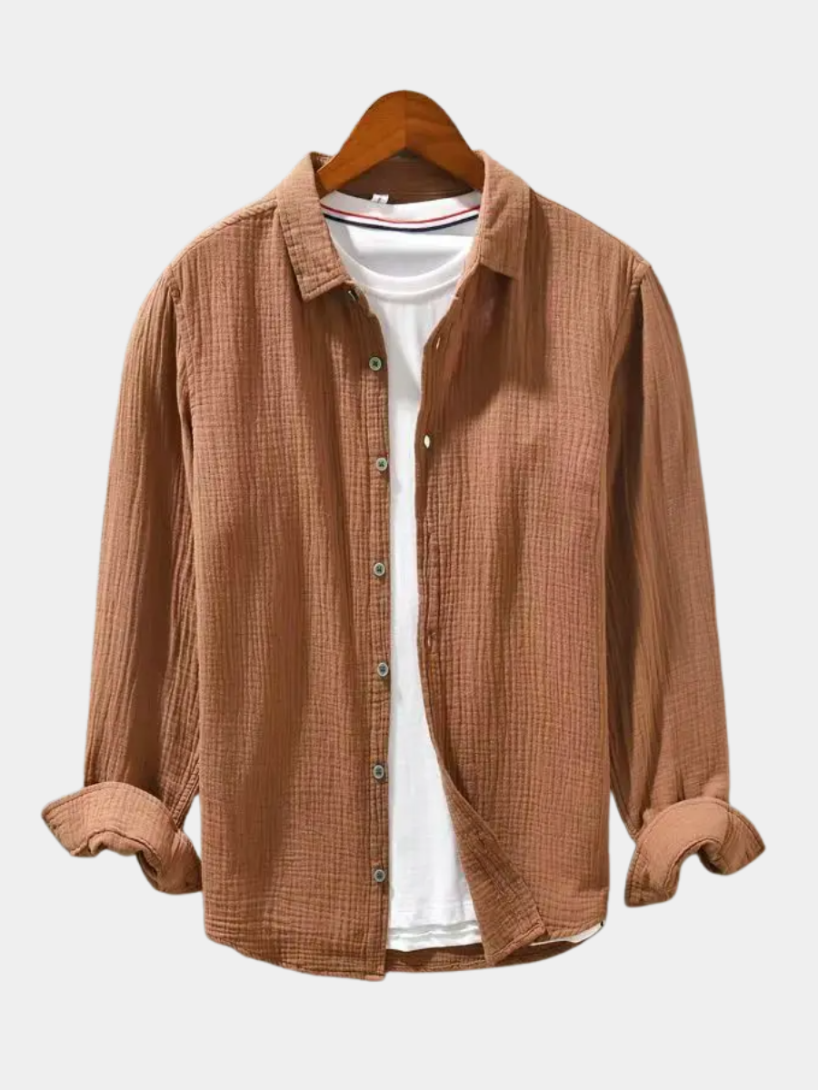 Camicia in Cotone Effetto Seta Uomo Augusto Marrone – Bottega Moretti