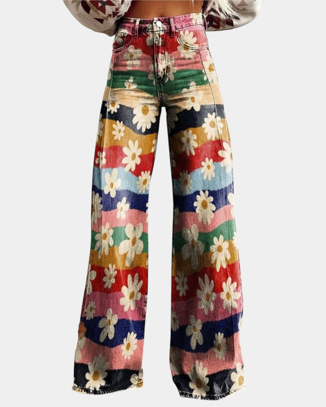 Pantaloni a Fiori Eleganti Violette Multicolore – Bottega Moretti
