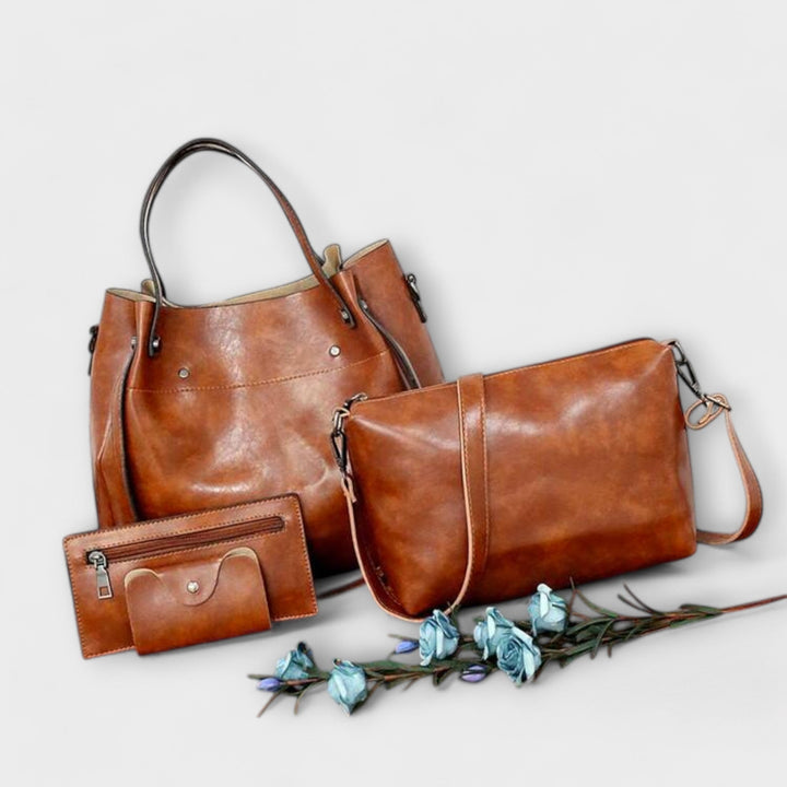 Borsa Vintage a 4 Pezzi Donna Azura Marrone – Bottega Moretti