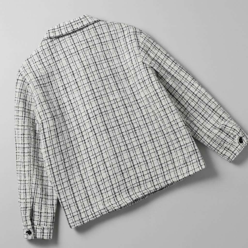 Sovracamicia Uomo in Tweed con Motivo a Quadri e Trama Testurizzata – Stile Strutturato