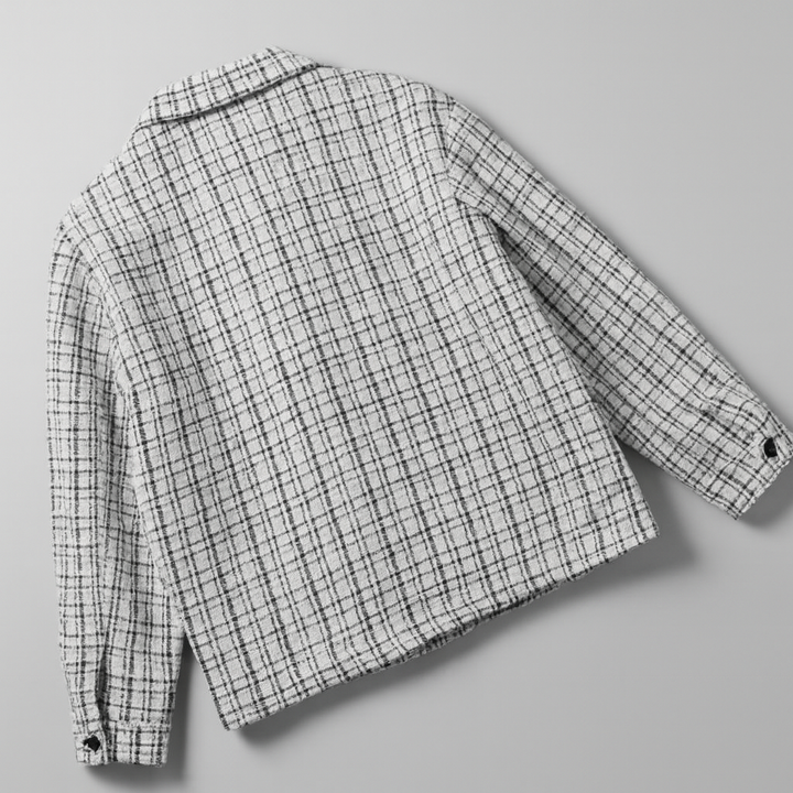 Sovracamicia Uomo in Tweed con Motivo a Quadri e Trama Testurizzata – Stile Strutturato
