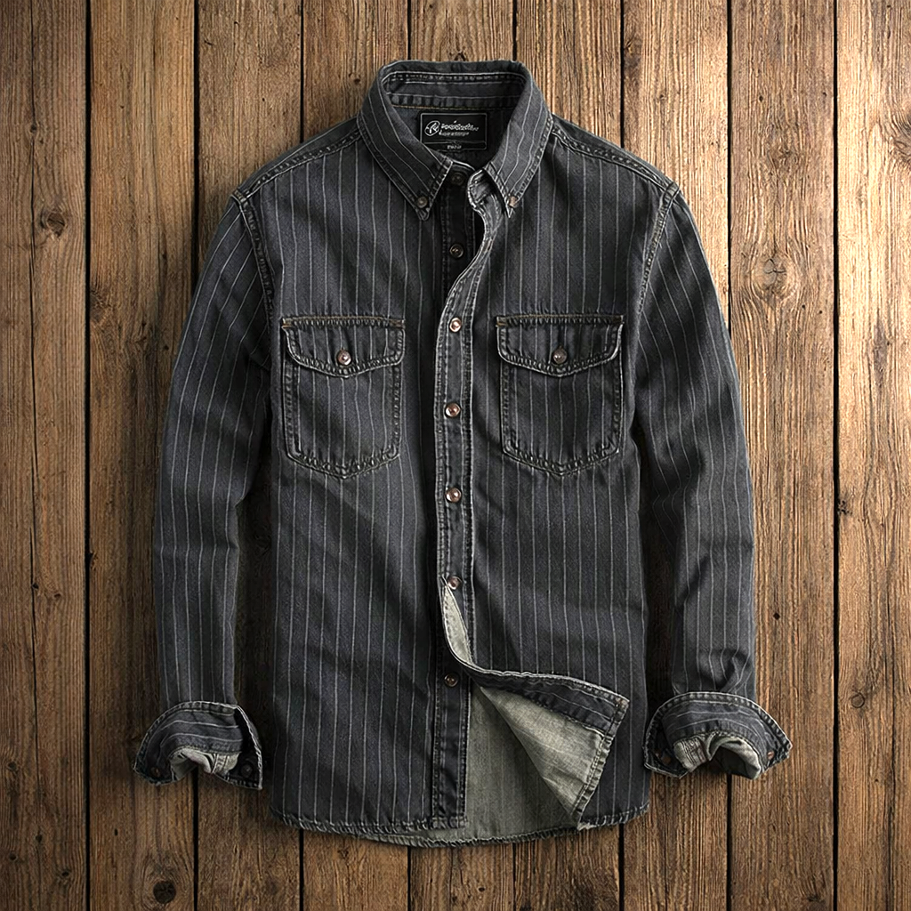 Camicia a Righe Maniche Lunghe Uomo Adriano – foto 3