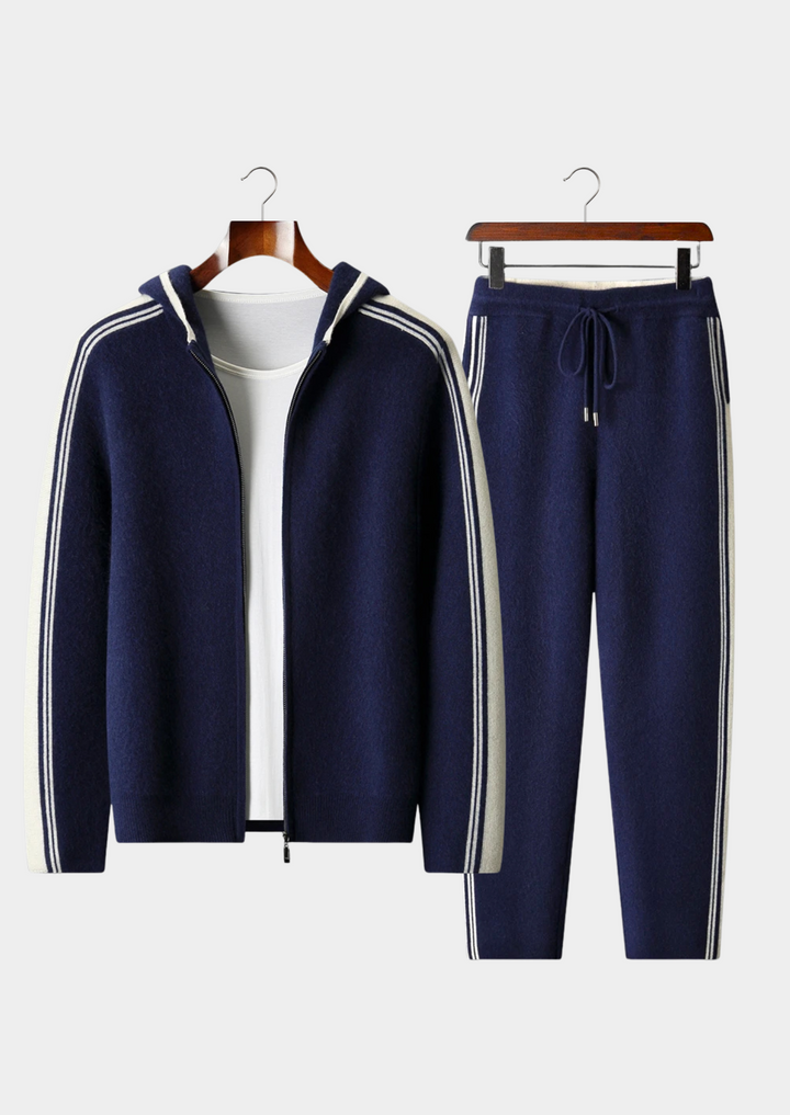 Set Damien in pura lana merino extra-fine blu navy