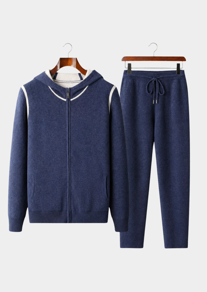 Set da tempo libero in cashmere premium blu navy Milano