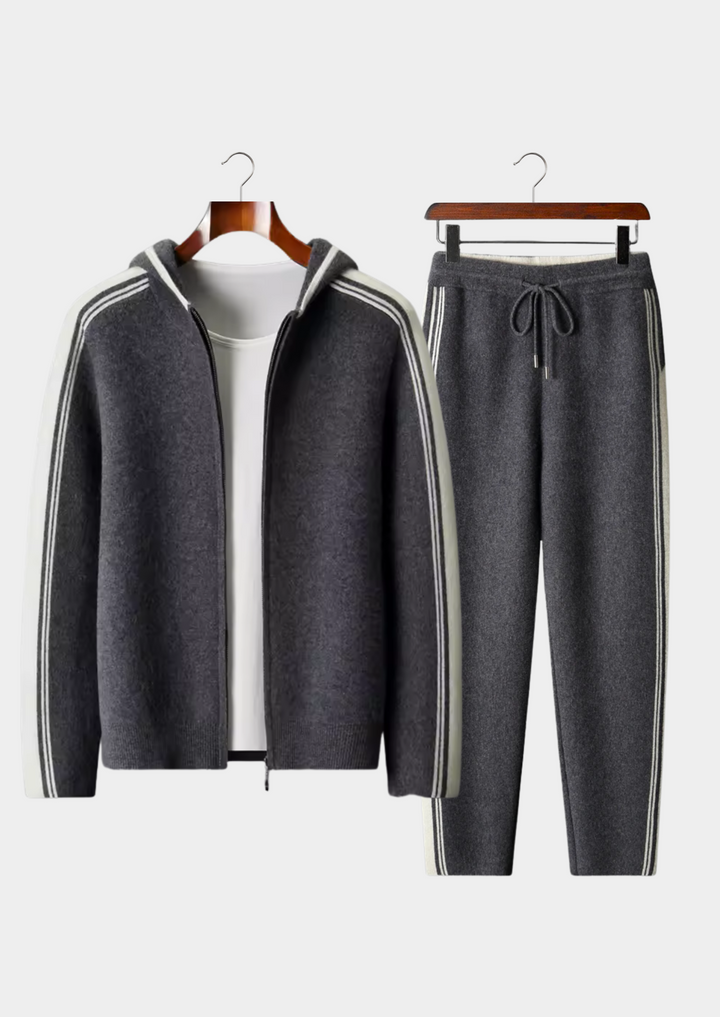 Set Damien in pura lana merino extra-fine grigio scuro