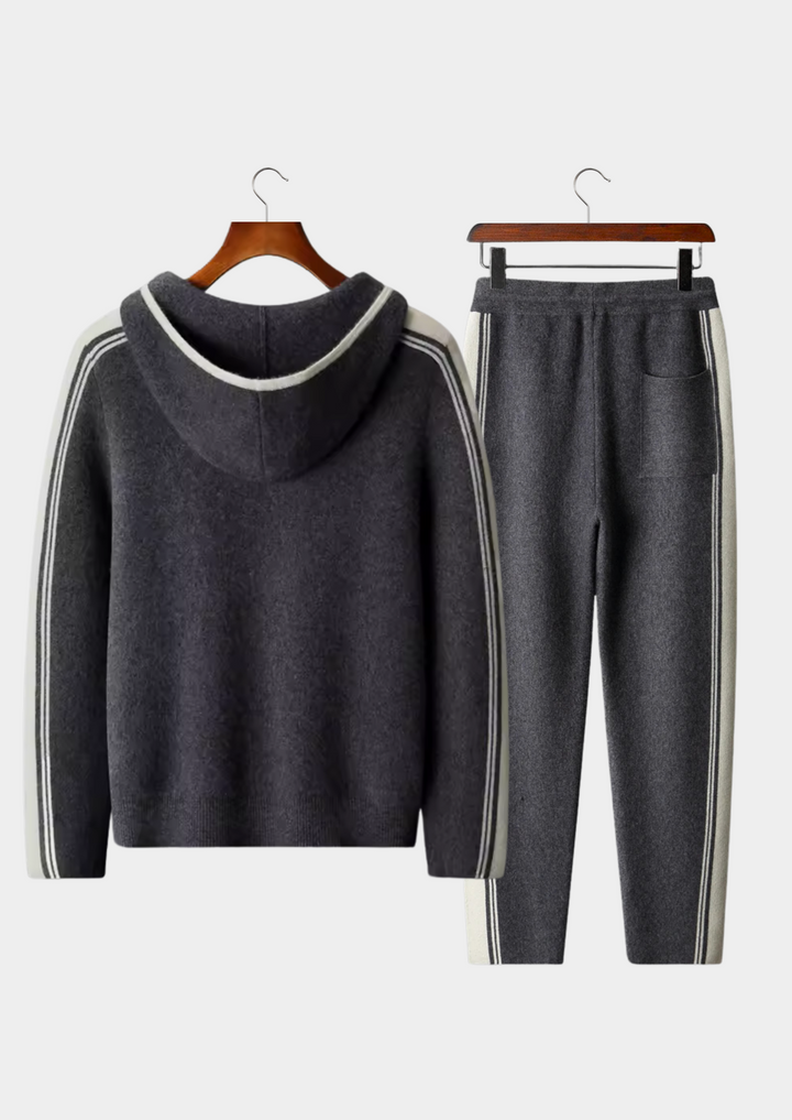 Set Damien in pura lana merino extra-fine grigio scuro