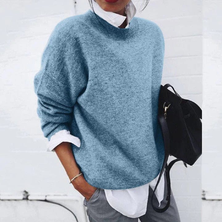 Maglione Collo Alto Sottile Nicole Azzurro Cielo – Bottega Moretti
