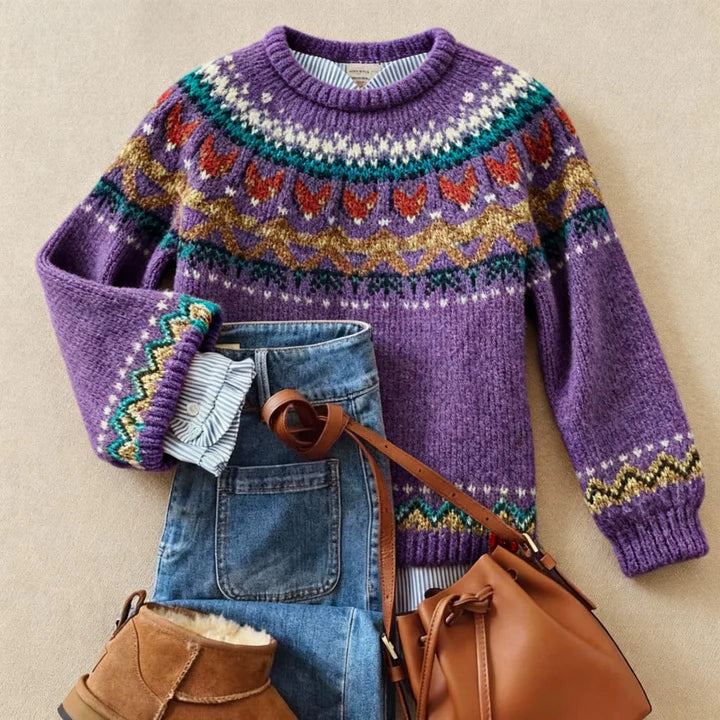 Maglione Jacquard Viola Aveline Viola – Bottega Moretti
