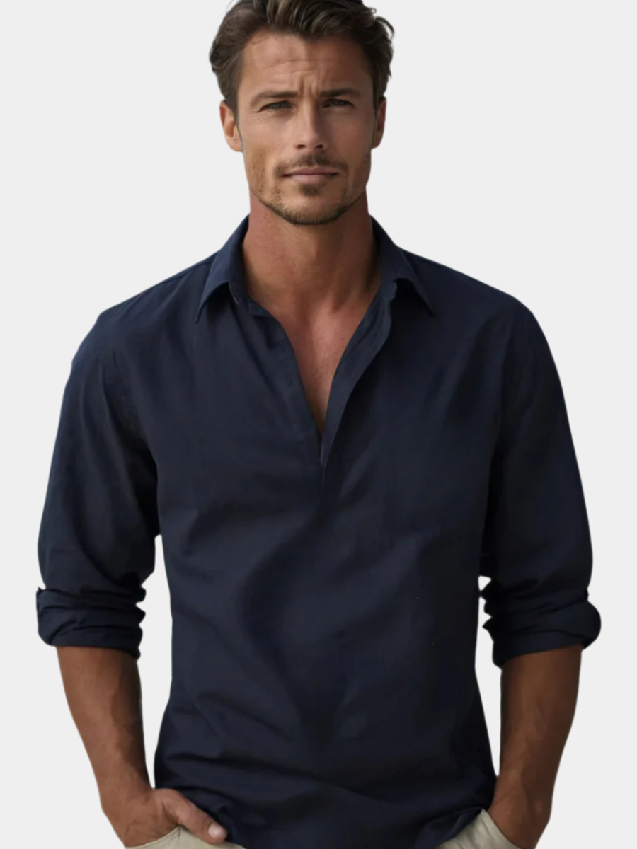 Camicia in Cotone Uomo Fiorenzo Blu Navy – Bottega Moretti