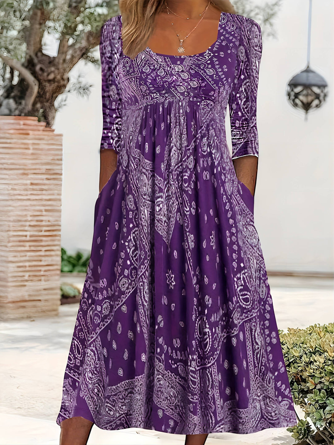 ELOWEN | ABITO MIDI CON MANICHE LUNGHE CASUAL