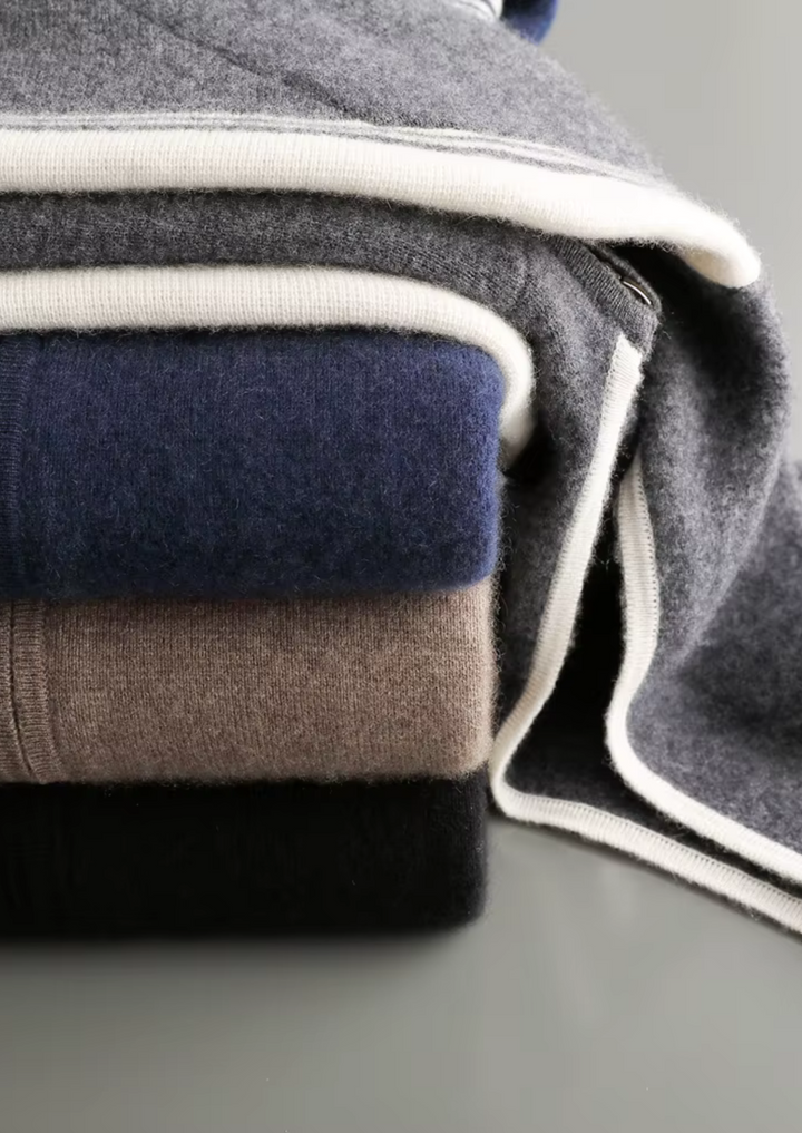 Set Damien in pura lana merino extra-fine blu navy