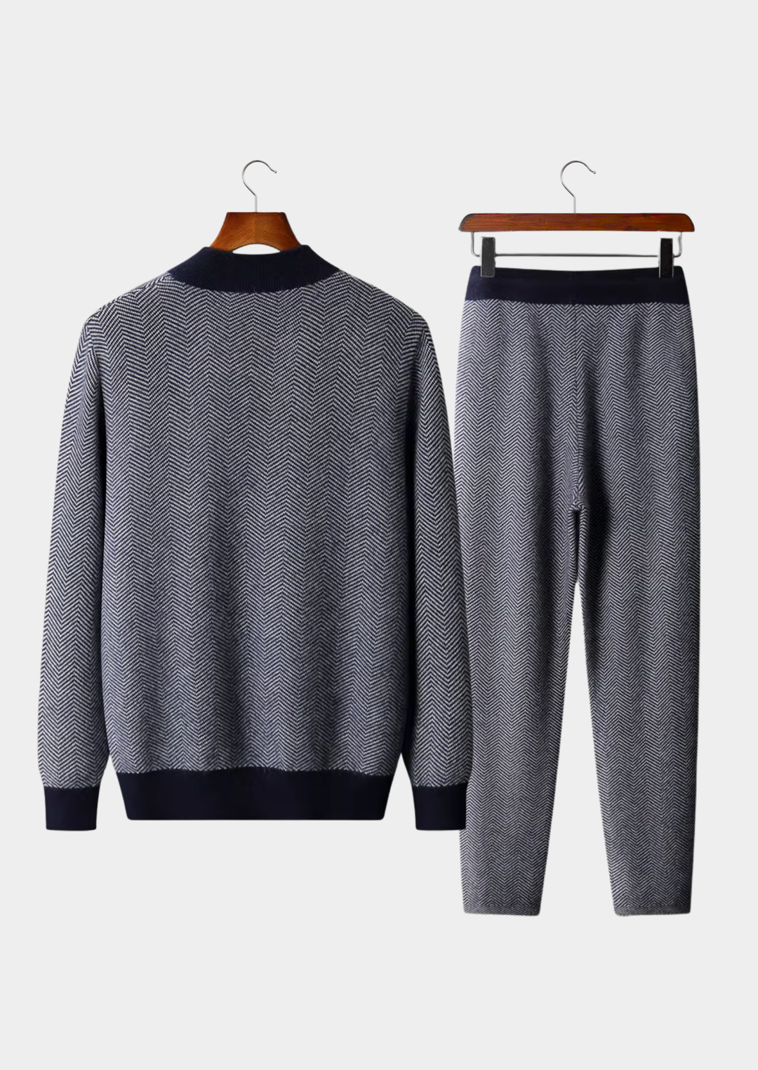Set in Pura Lana Merino Extra-Fine Blu Navy a Spina di Pesce