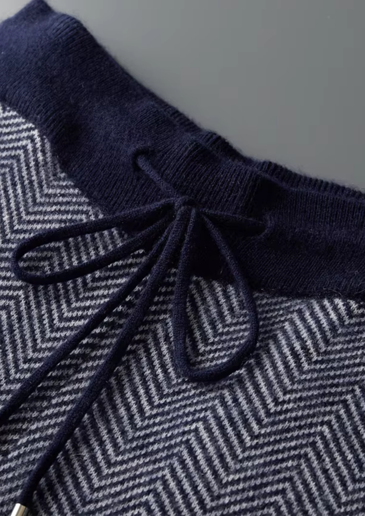 Set in Pura Lana Merino Extra-Fine Blu Navy a Spina di Pesce