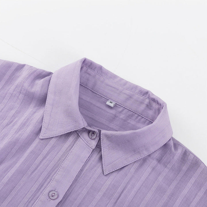 Completo con Camicia a Bottoni e Pantaloni Corti Leggeri Viola – foto 4