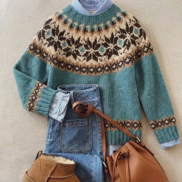 Maglione Sprone Cacao Nathalie Verde Acqua – Bottega Moretti