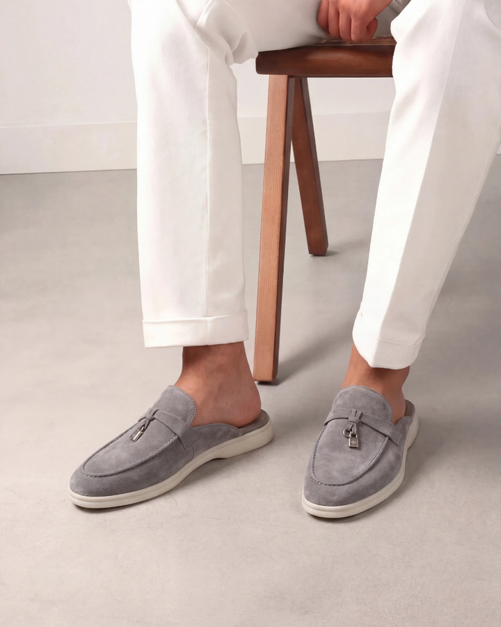 Mule Mediterraneo in Suède Grigio Chiaro