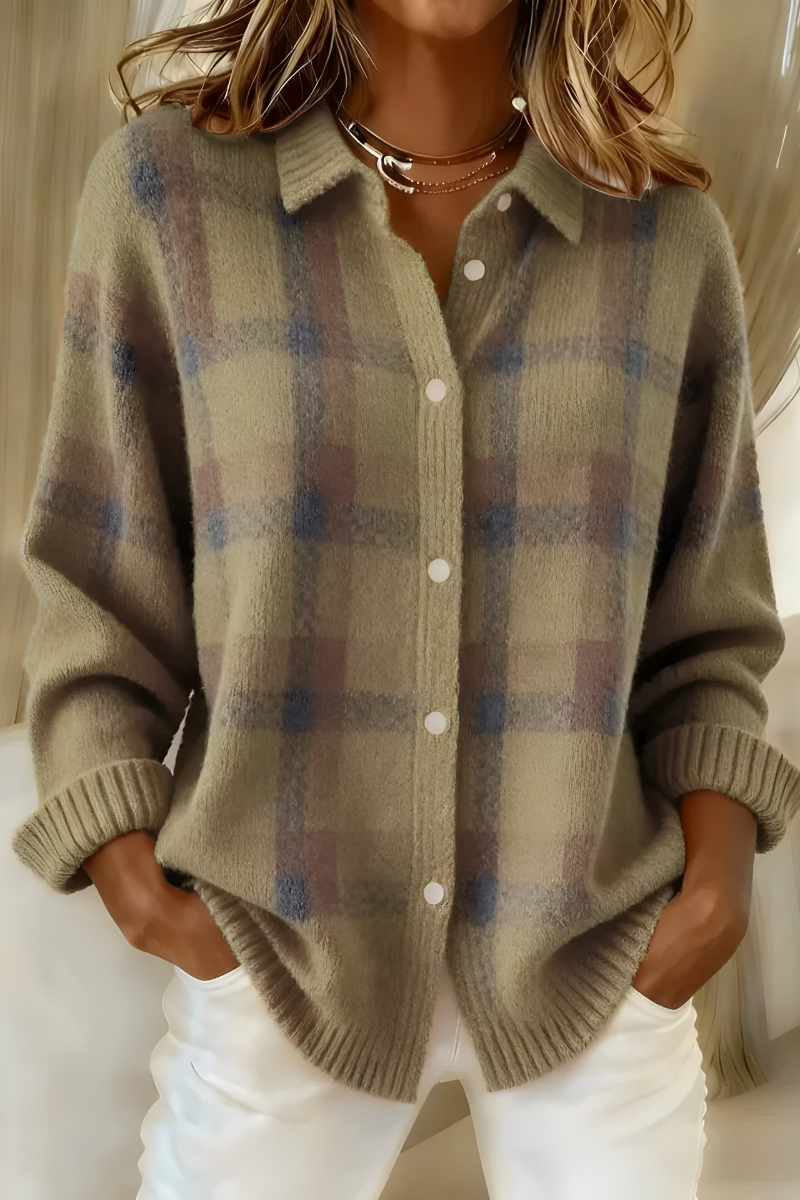 Cardigan in Maglia a Quadri Fiammetta – foto 2