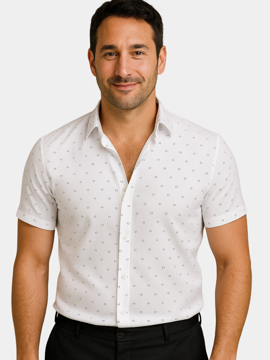 Camicia Estiva Stampata Uomo Bernardo Bianco – Bottega Moretti