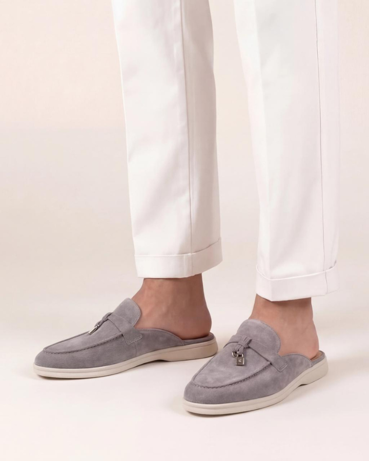 Mule Mediterraneo in Suède Grigio Chiaro