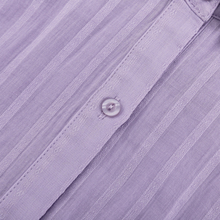 Completo con Camicia a Bottoni e Pantaloni Corti Leggeri Viola – foto 6
