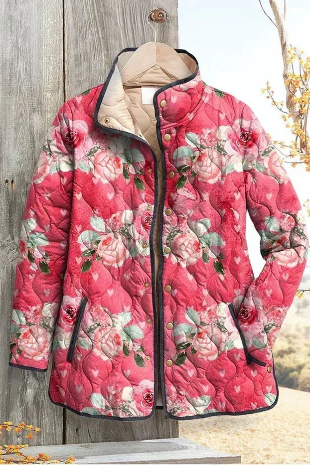 Giacca Trapuntata Rose Lampone Sylvia – foto 2
