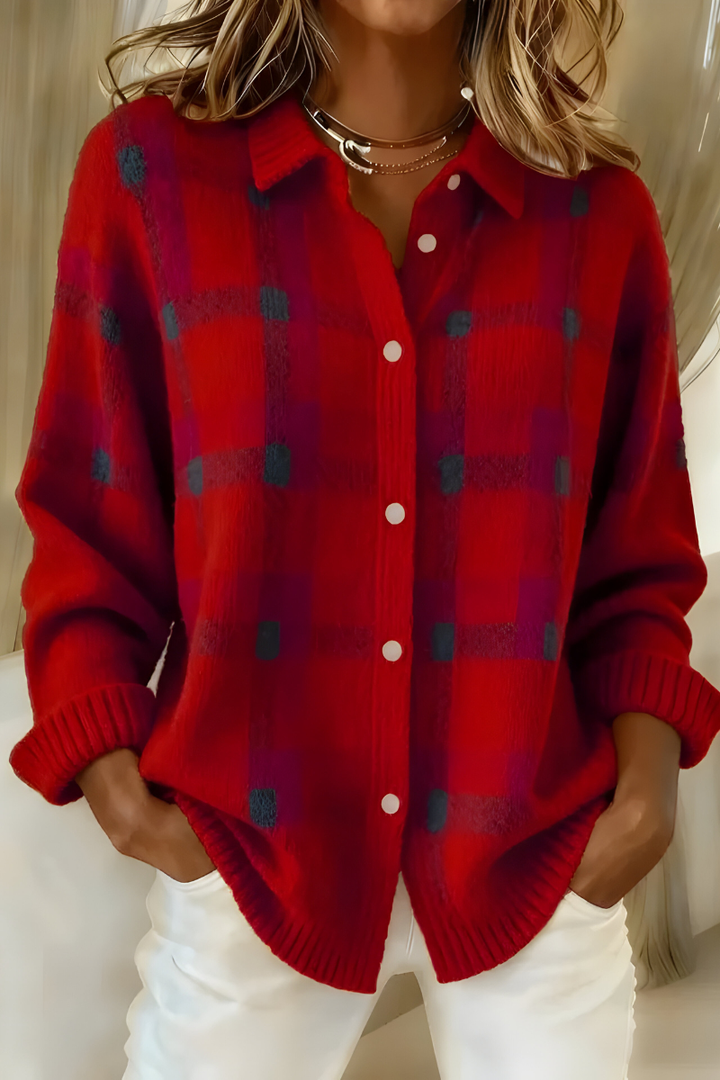 Cardigan in Maglia a Quadri Fiammetta – foto 3
