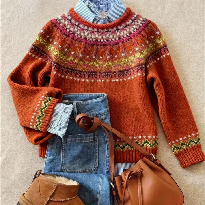 Maglione Jacquard Terracotta Juliette Terracotta – Bottega Moretti