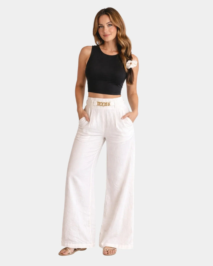 Pantaloni Ampi Eleganti Audrey Bianco – Bottega Moretti