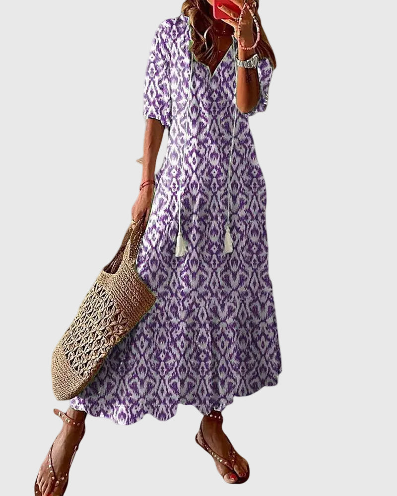 Amalia | Vintage Boho Maxi Abito Estivo