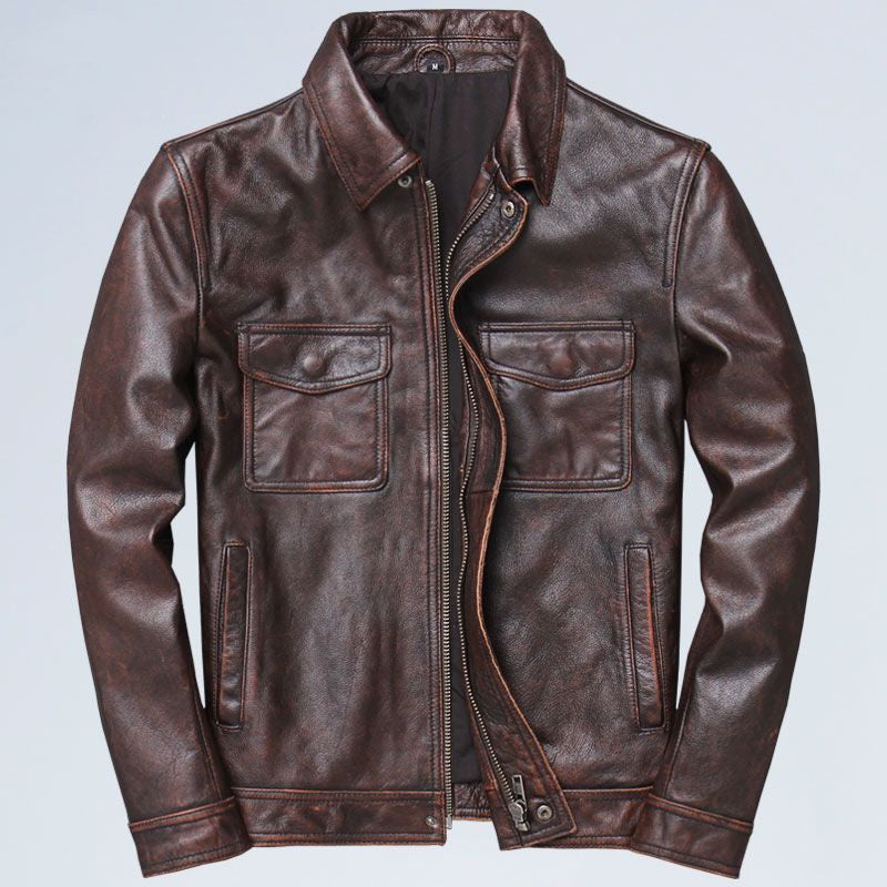 Giacca da Uomo Autunnale in Stile Moto con Colletto a Rever