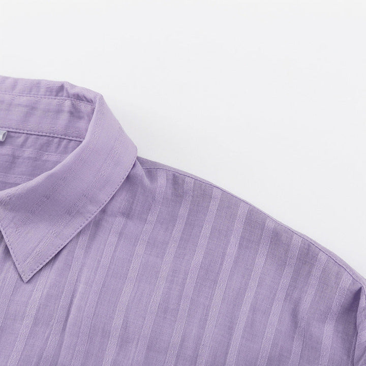 Completo con Camicia a Bottoni e Pantaloni Corti Leggeri Viola – foto 5