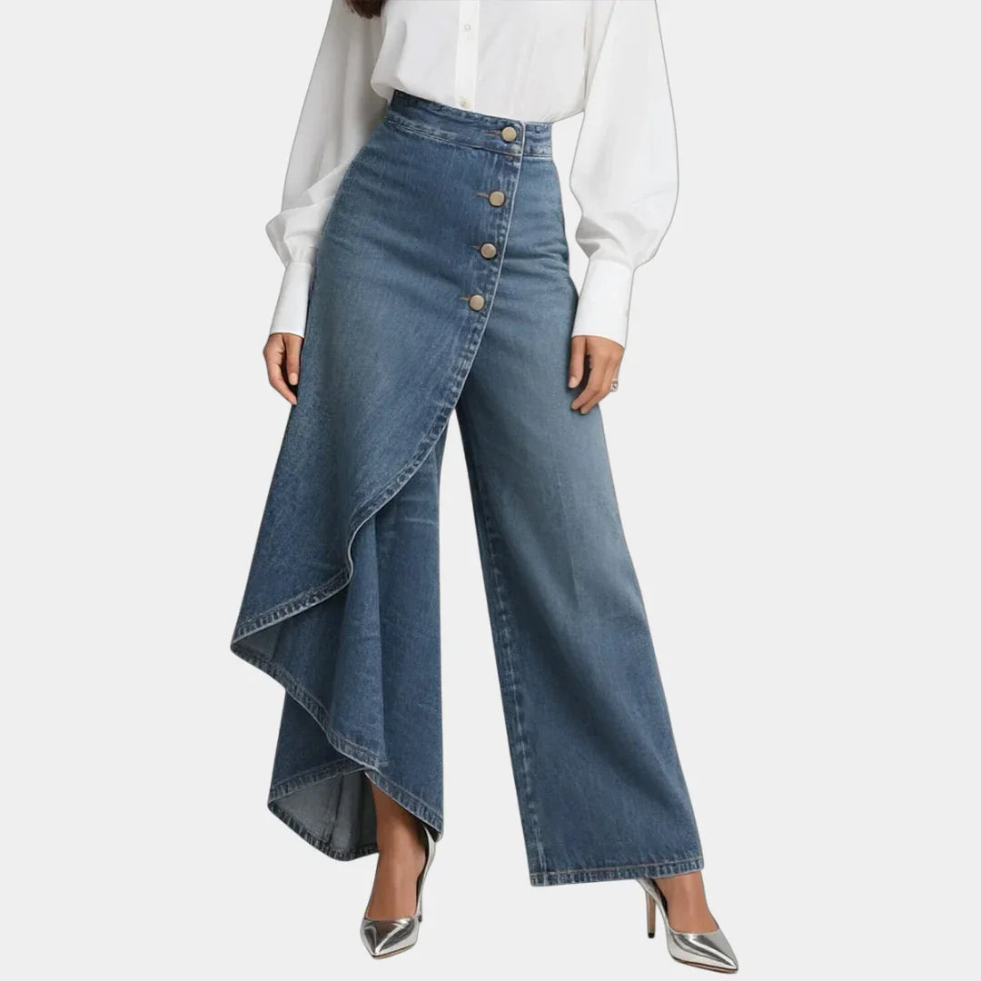 Jeans a Vita Alta Gamba Larga Martina – foto 3