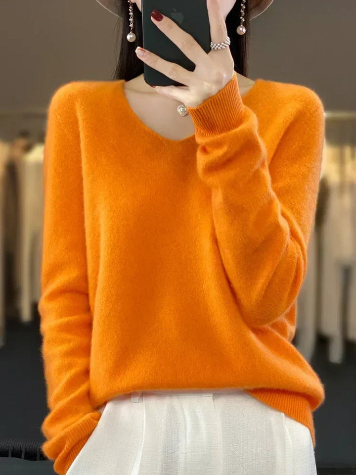 Maglione Scollo a V Martine Verde Smeraldo – Bottega Moretti
