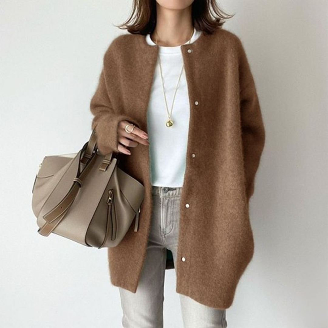 Cardigan Lungo Senza Collo Léa – foto 3