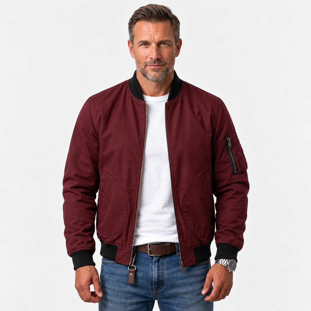 Giacca Bomber Senza Tempo Jules Rosso – Bottega Moretti