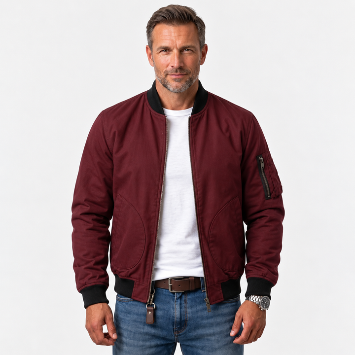Giacca Bomber Senza Tempo Jules Rosso – Bottega Moretti