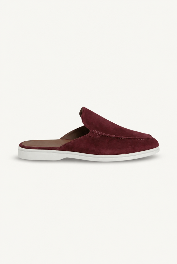 Mule Yacht in Suede Bordeaux