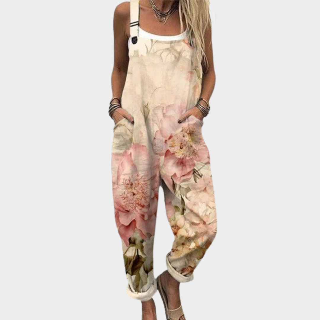 Jumpsuit Stampato Confortevole Donna Beige – Bottega Moretti