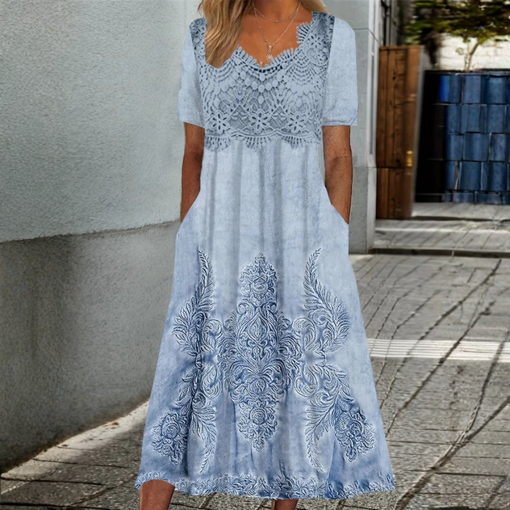 INDIGO | ELEGANTE ABITO MIDI CON FIORI