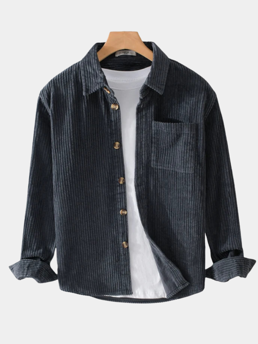 Camicia Uomo in Velluto a Coste Aldo Blu Navy – Bottega Moretti