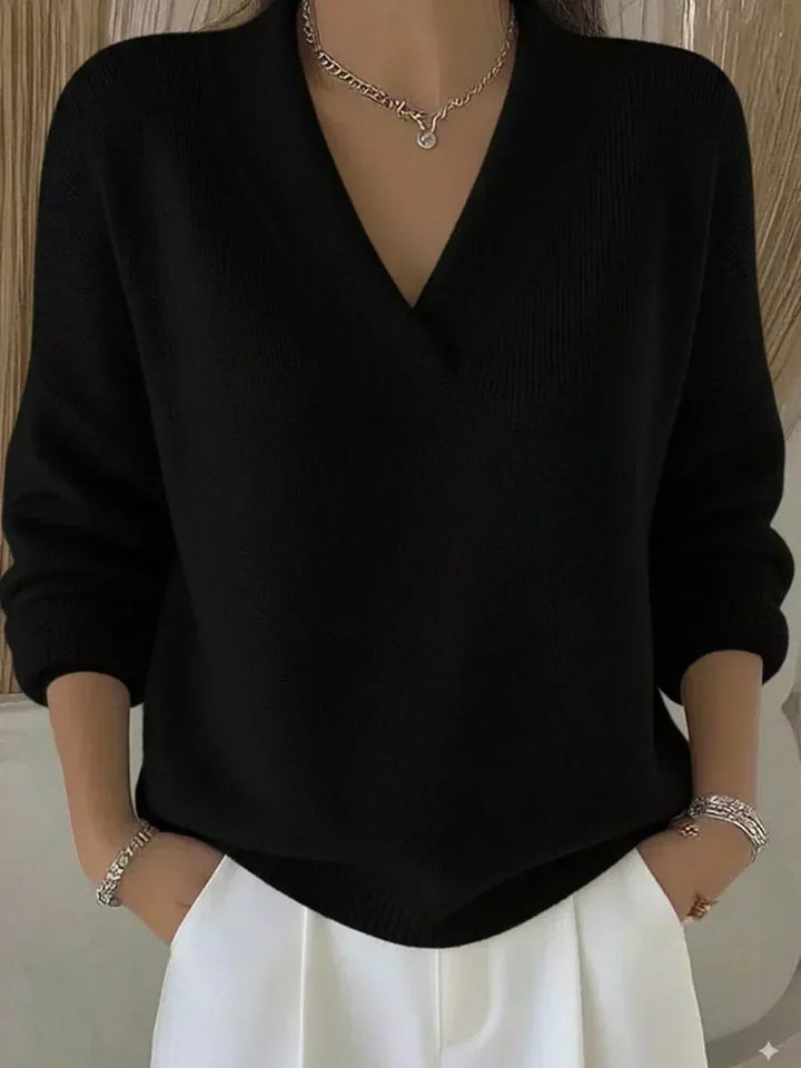 Maglione Morbido con Scollo a V Viola – foto 4