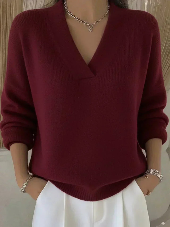 Maglione Morbido con Scollo a V Viola – foto 2
